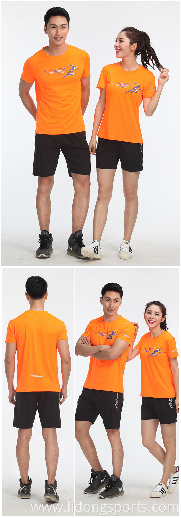 LiDong wholesale cheap printed t-shirts Night running suit gym t shirt